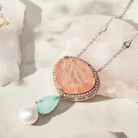 COLAR FUSION MORGANITA FUSION TURMALINA LIGHT PEROLA GOTA VERSÁTIL (SP144845) - comprar online