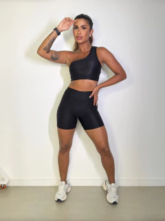 Conjunto Shorts Glow Top Ombro Preto