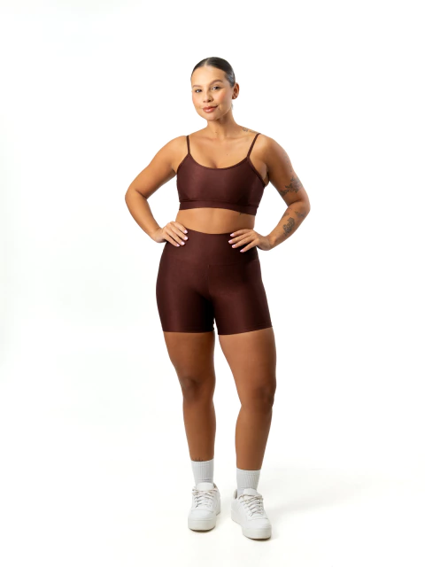 Conjunto Shorts Alta Compressão Espresso