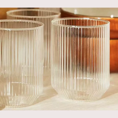 Set x6 Vasos de Vidrio Labrado Hexagonales
