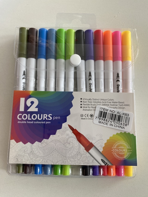 Canetinhas com ponta dupla,12 unidades