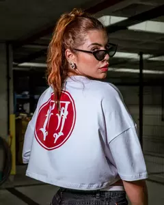 Cropped Oversized Premium - Branco/Vermelho