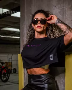 Cropped Oversized Premium - Preto/Lilás na internet