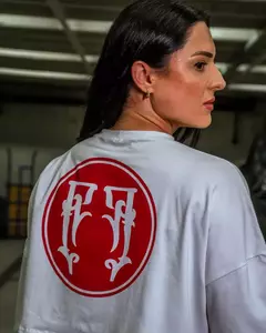 Cropped Oversized Premium - Branco/Vermelho - FAITH AND FIGHT