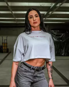 Cropped Oversized Premium - Branco/Vermelho na internet