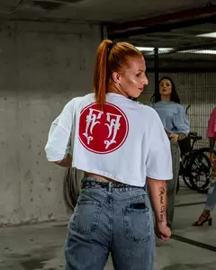 Cropped Oversized Premium - Branco/Vermelho - comprar online