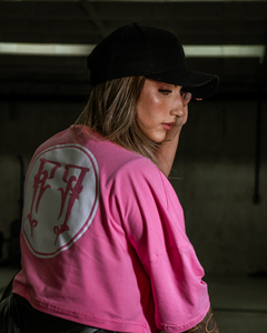 Imagem do Cropped Oversized Premium - Rosa/Branco