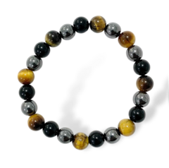 Pulseira Proteção Olho de Tigre Hematita e Ônix - comprar online