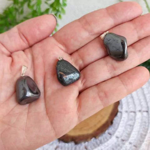 Pingente de Hematita Rolado - Desbloqueio e Proteção