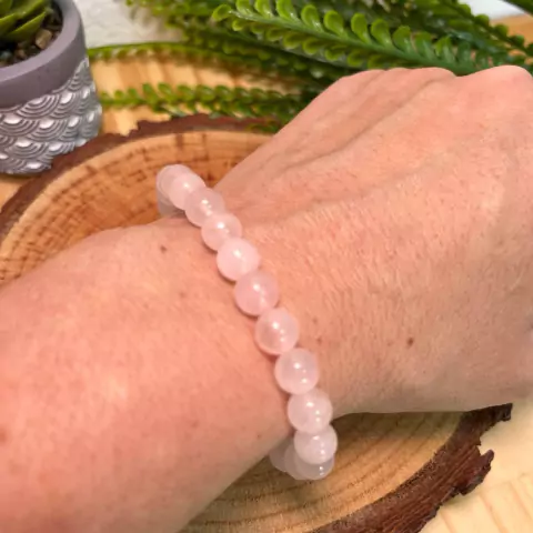 Pulseira de Quartzo Rosa - Pedra do Amor