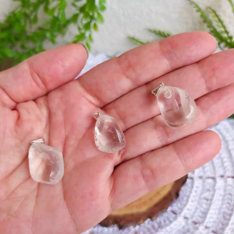 Pingente de Quartzo Transparente Rolado - Iluminação e Limpeza