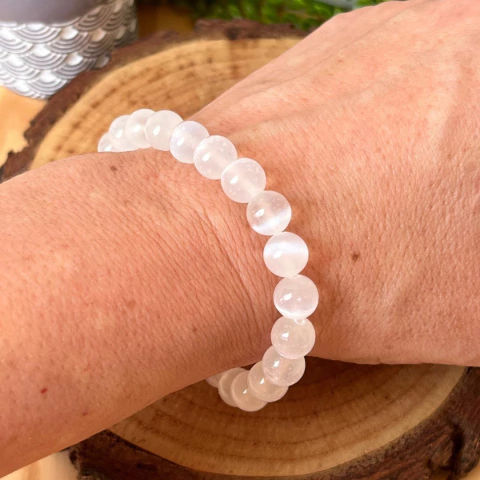 Pulseira de Selenita Original - Limpeza Energética e Proteção
