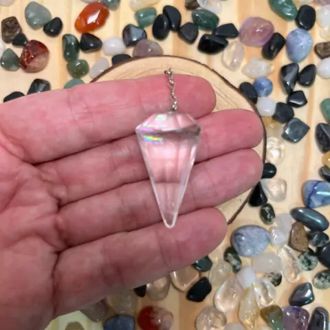 Pêndulo de Cristal Transparente - Pedra Natural