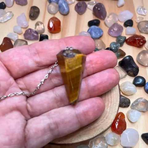 Pêndulo de Olho de Tigre - Pedra Natural