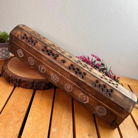 Incensário Box de Madeira com 7 Chakras