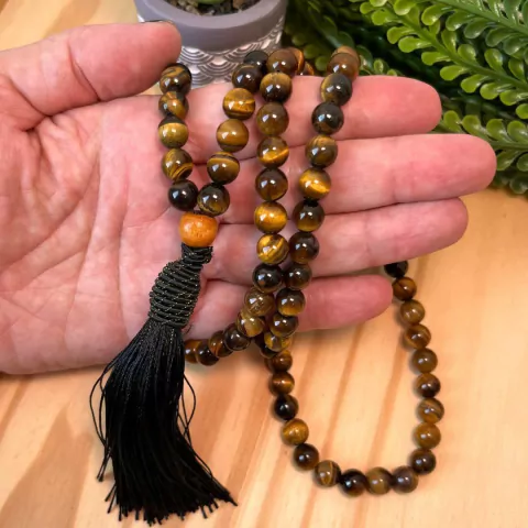 Japamala de Pedra Natural 108 Contas - Olho de Tigre