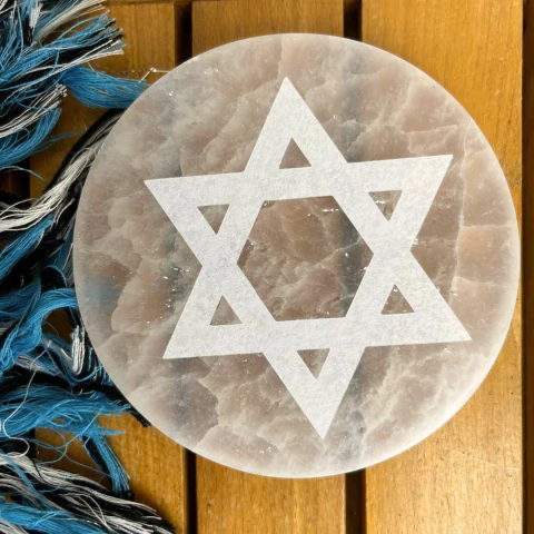 Placa de Selenita Estrela de 6 Pontas - Estrela de Davi