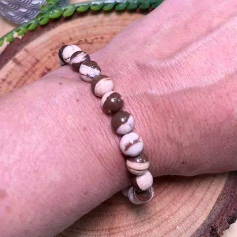 Pulseira de Jaspe Marrom Listrado - Proteção e Determinação