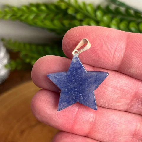 Pingente Estrela do Mar de Quartzo Azul - Pedra Natural