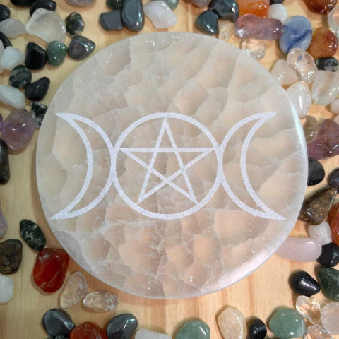 Placa de Selenita Branca Triluna - 10 cm