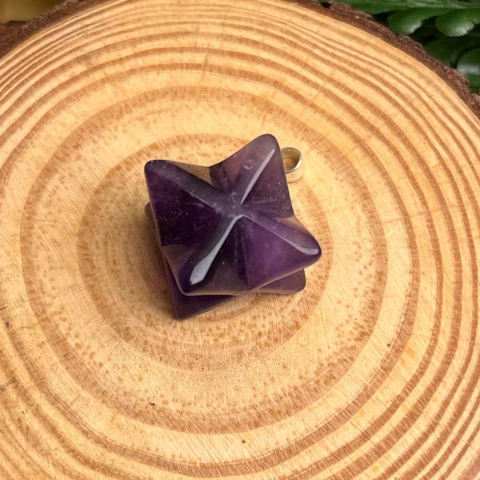 Pingente Merkabah de Ametista - Pedra Natural