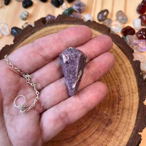 Pêndulo de Lepidolita - Pedra Natural