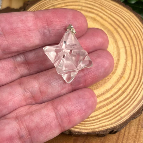 Pingente Merkabah de Cristal - Pedra Natural