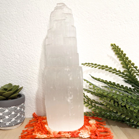 Torre de Selenita - 20 cm - Limpeza Energética