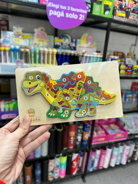 Rompecabezas de dino con piezas de madera - comprar online