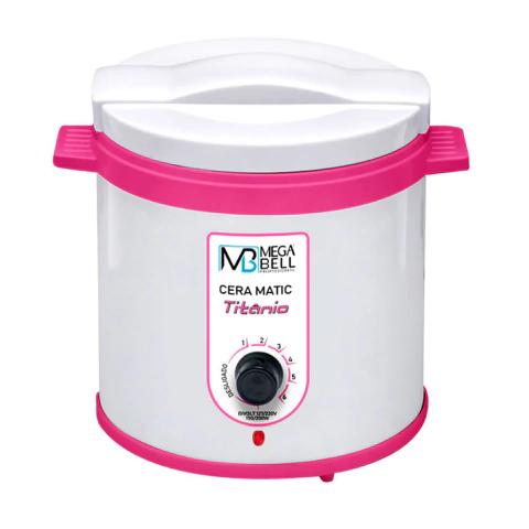 Termocera Aquecedor Cera Quente 1kg Sem Refil Titanio Mega Bell Rosa e Branco