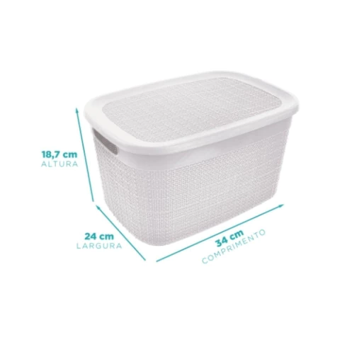 Cesto Europa Juta com Tampa Médio Branco 269/B