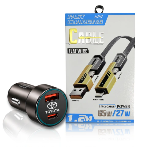 Cargador Para Auto con Logo 66w Usb/c Carga Rápida Con Cable 4 En 1