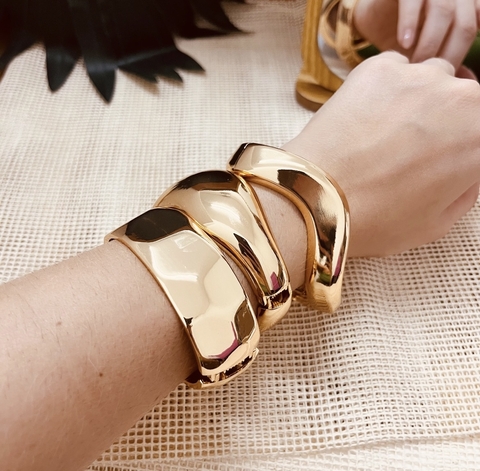 Combo 3 braceletes metal - Dourado