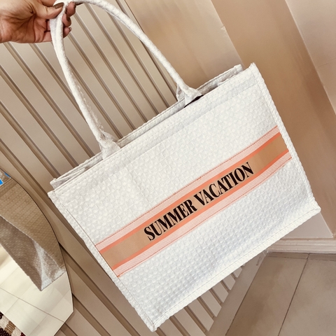 Bolsa tecido média quadrada • branca