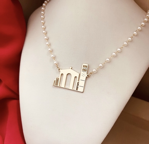 Colar catedral Parintins com corrente pérola - comprar online