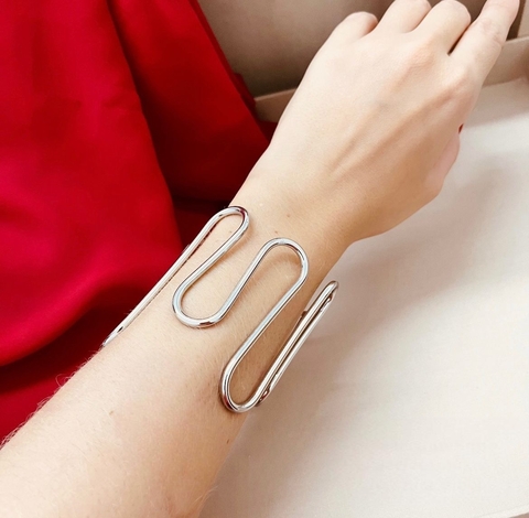Bracelete zig zag metal Rhodio