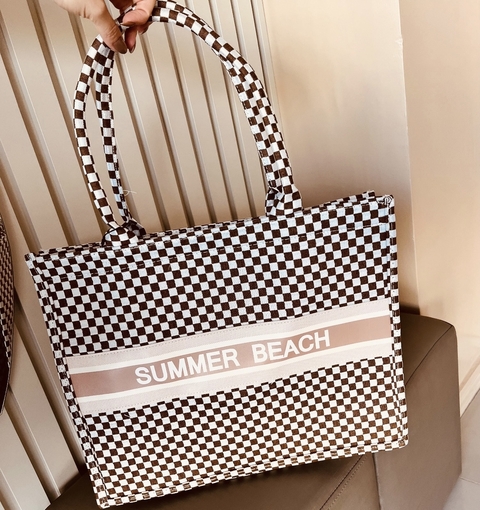 Bolsa tecido média quadrada • marrom
