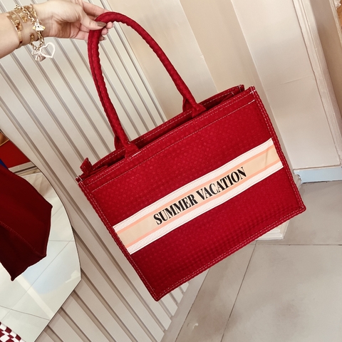 Bolsa tecido médio quadrada • vermelha