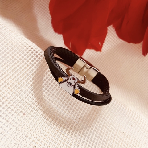 Pulseira tripla couro com Pingente Boi Garantido