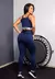 Calça Legging Cintura Alta + Cropped Alcinha Cinza Marinho com Elásticos Conjunto Fitness | REF: CCA5 - SofClar Fit & Fashion