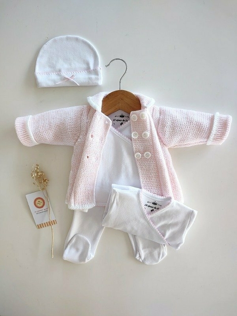 Ajuar básico pima + Tapado (Rosa) - comprar online