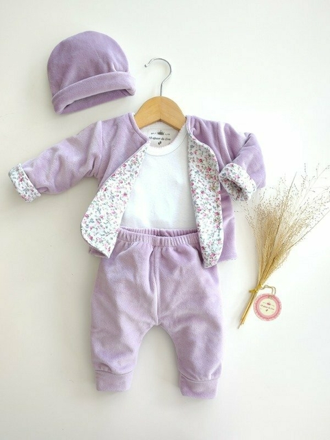Conjunto plush reversible lila - comprar online