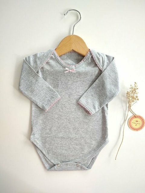 Body gris picot rosa - comprar online