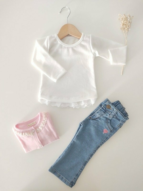 Remera lanilla broderie (Natural) - comprar online
