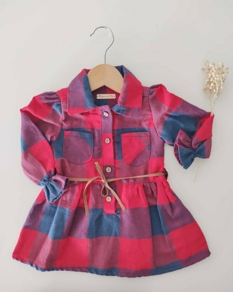 Vestido camisero cuadrillé (rojo y azul) - comprar online