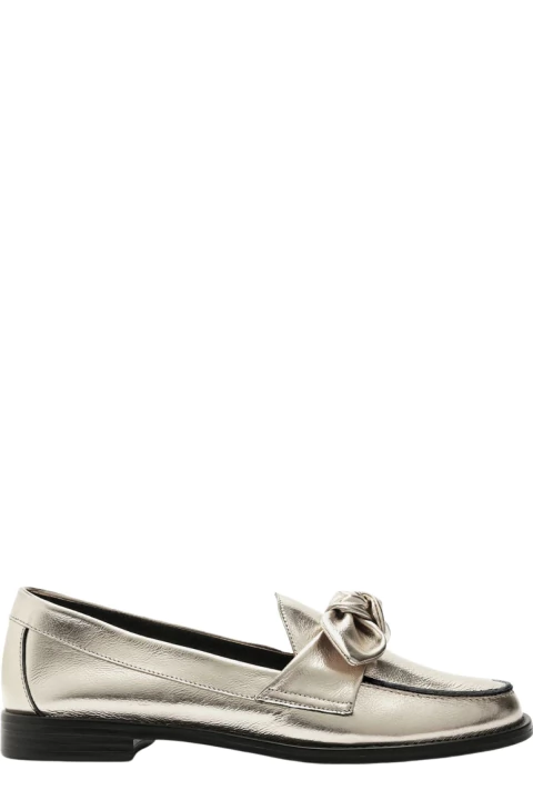 Mocassim Prata Couro Bico Redondo Tiras Nó - comprar online