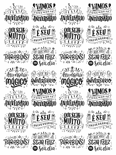 Decalque Hidro Transfer - Frases Feliz Aniversário mix - comprar online
