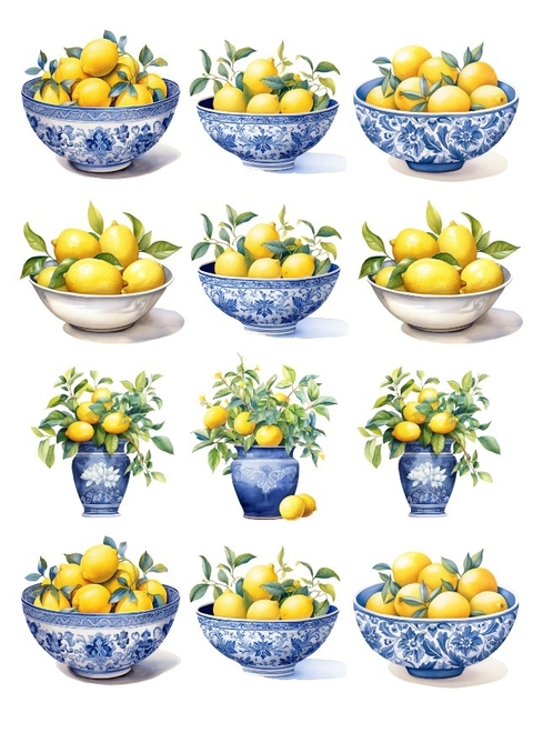 Decalque Hidro Transfer - Limão Siciliano Azul M