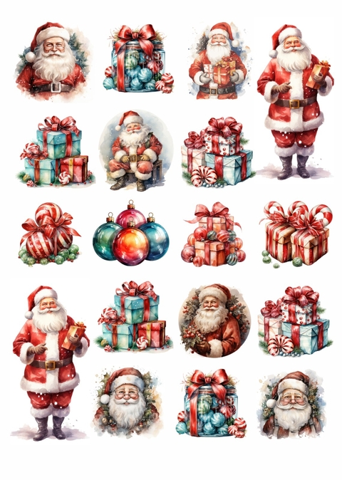 Decalque Hidro Transfer - Natal - Papai Noel e Presentes - comprar online