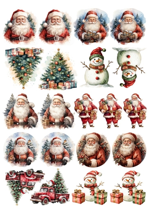 Decalque Hidro Transfer - Papai Noel, Árvore Natal e Boneco - comprar online